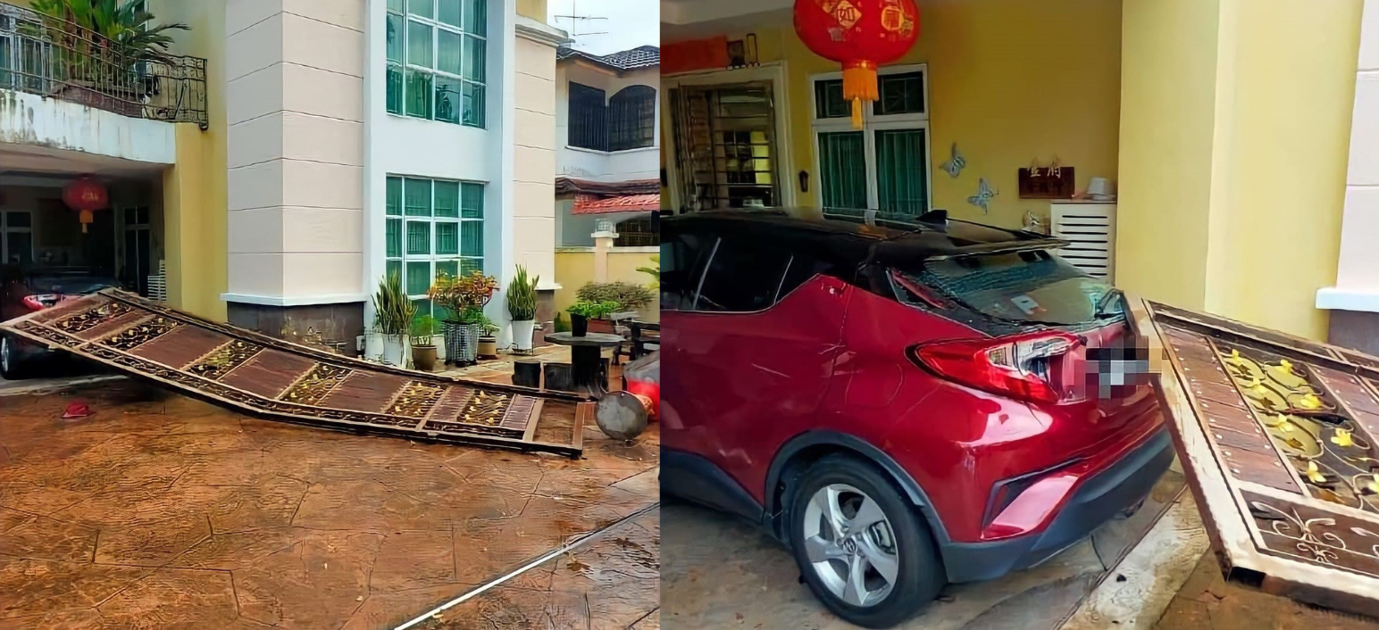 Woman Crashes Into Gate Of Ex-boyfriends House In Johor After Breaking Up With Her